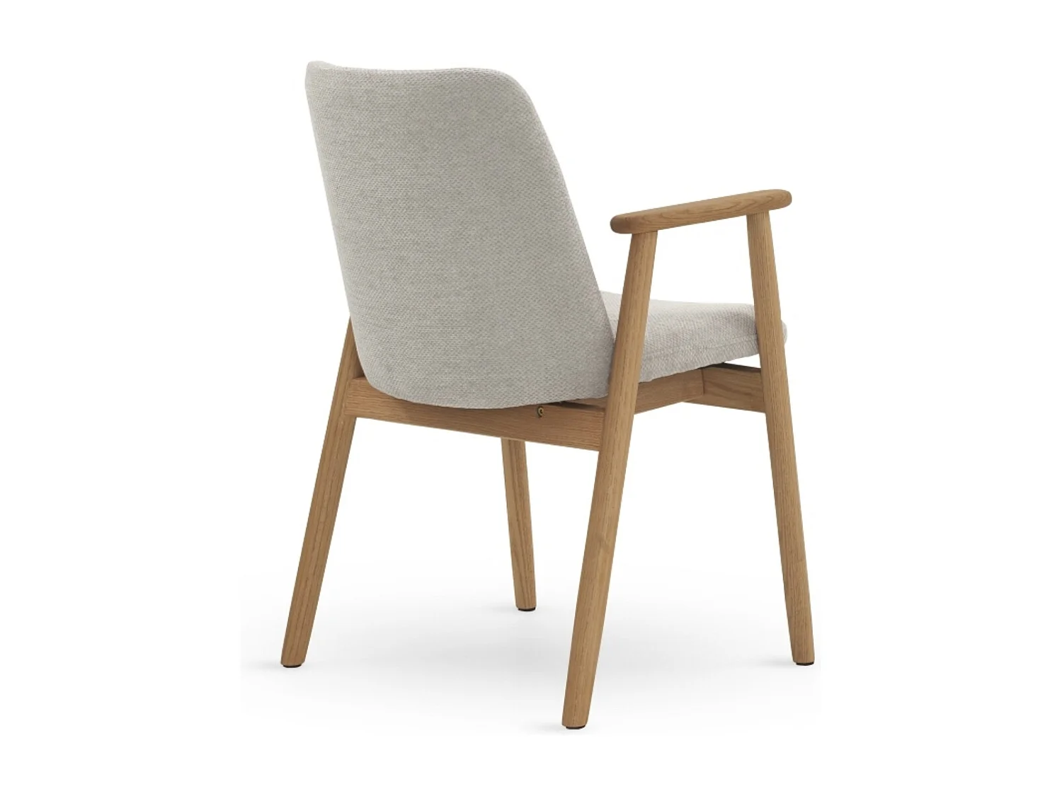 Lot de 4 fauteuils avec accoudoirs en chêne naturel recouverts de tissu beige