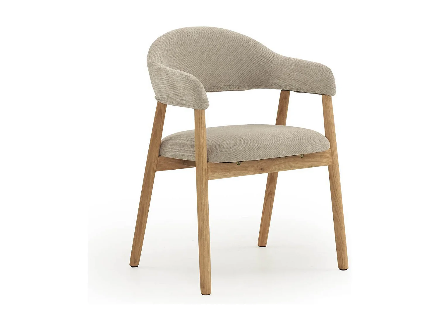 4er-Pack Sessel aus natürlichem Eichenholz, gepolstert in Beige