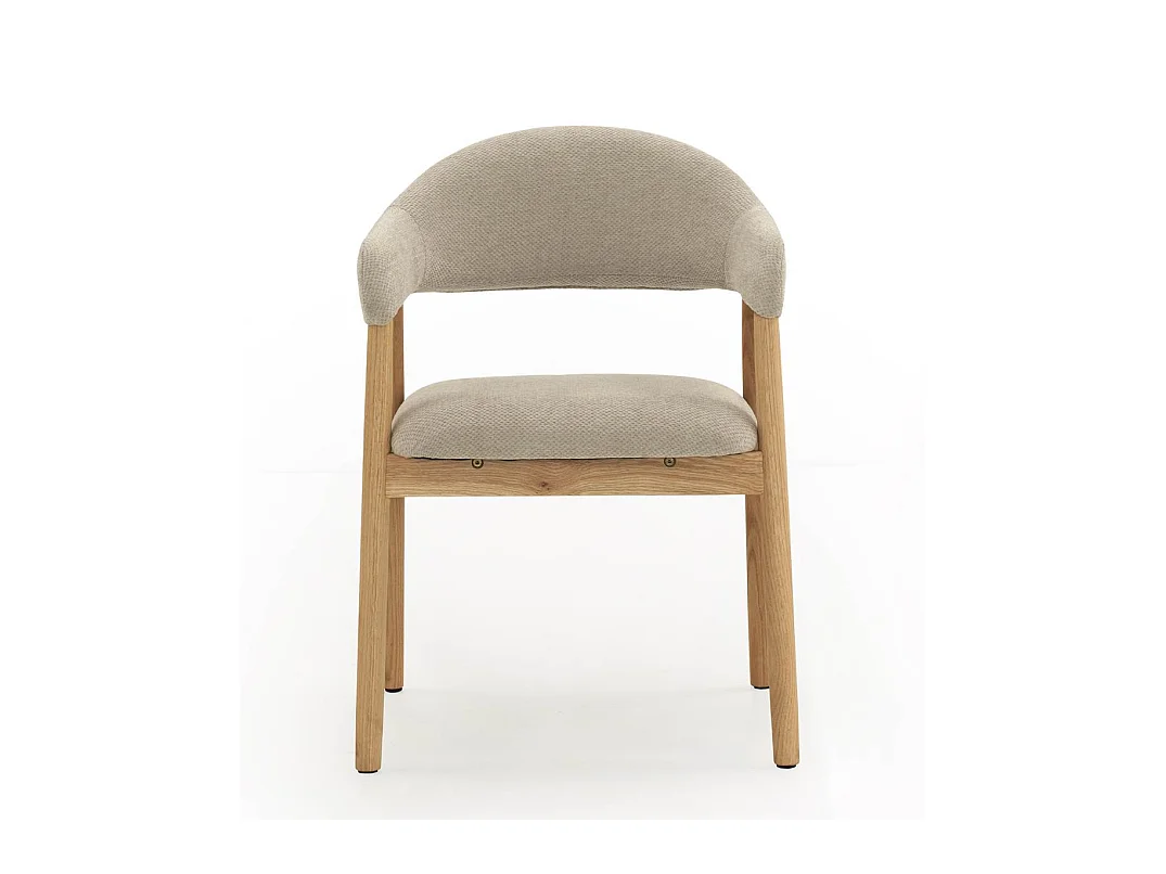 4er-Pack Sessel aus natürlichem Eichenholz, gepolstert in Beige