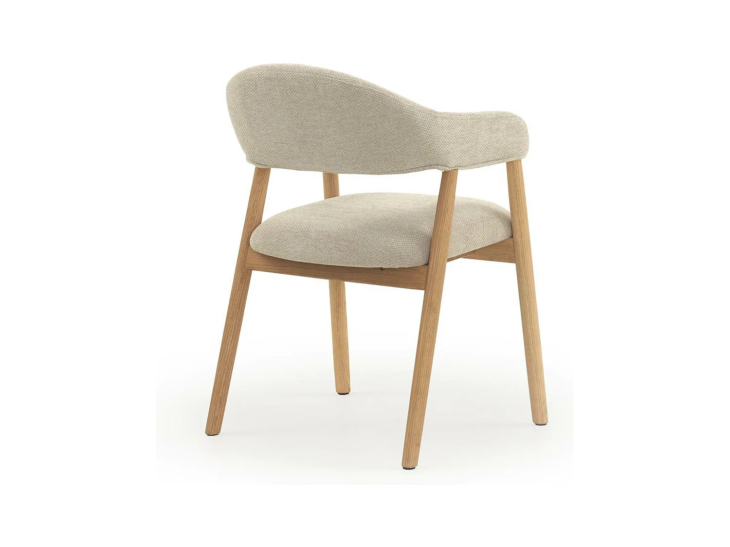 Pack 4 sillones madera de roble natural tapizado en beig