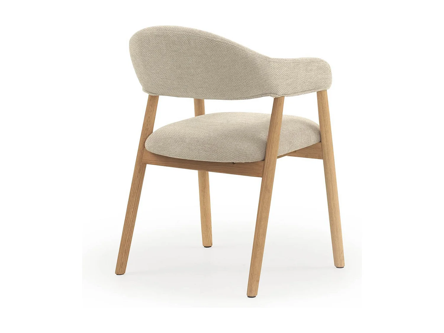 Lot de 4 fauteuils en bois de chêne naturel rembourrés en beige