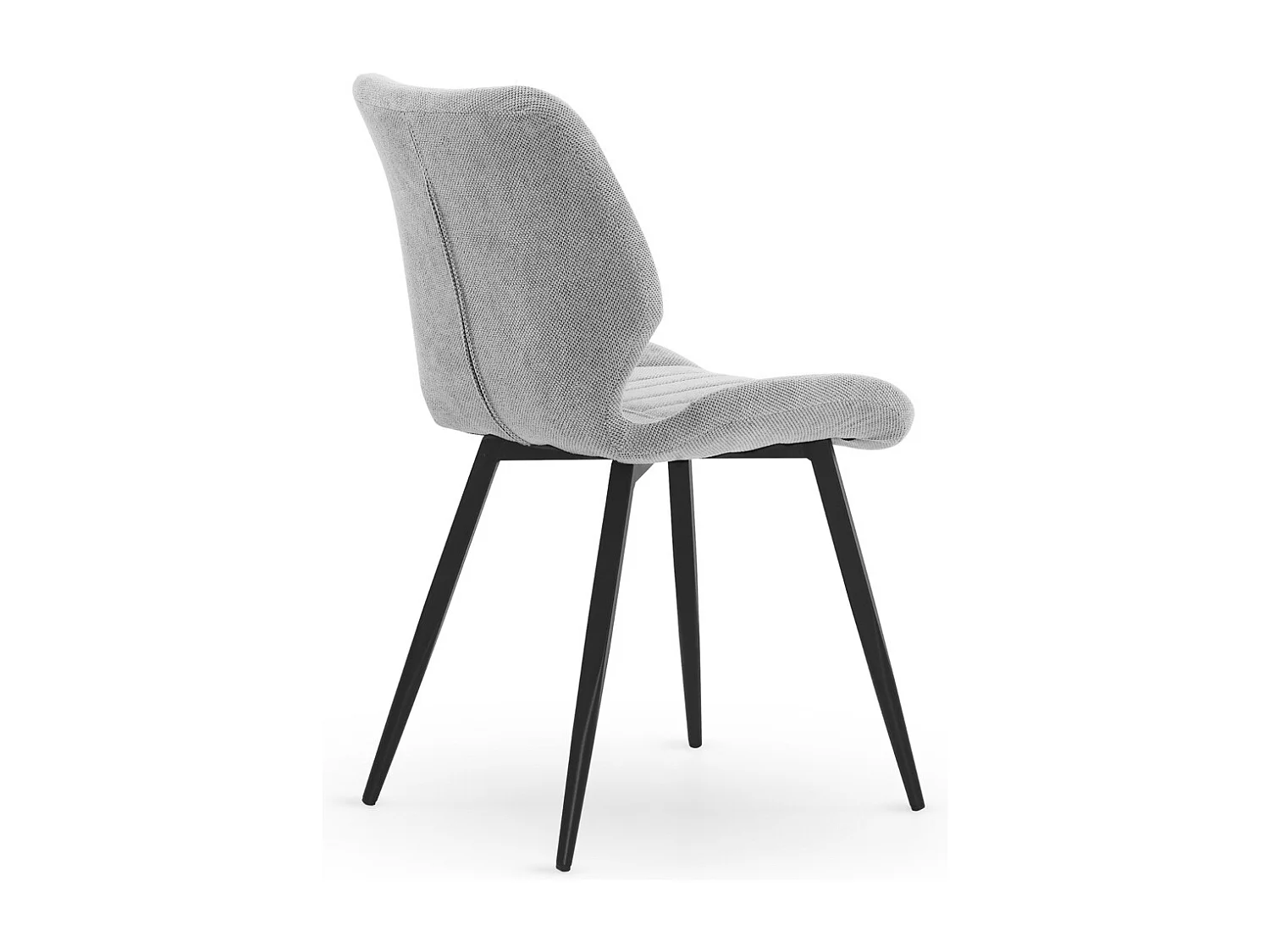 Lot de 4 chaises rembourrées en chenille fossile avec pieds métalliques noirs