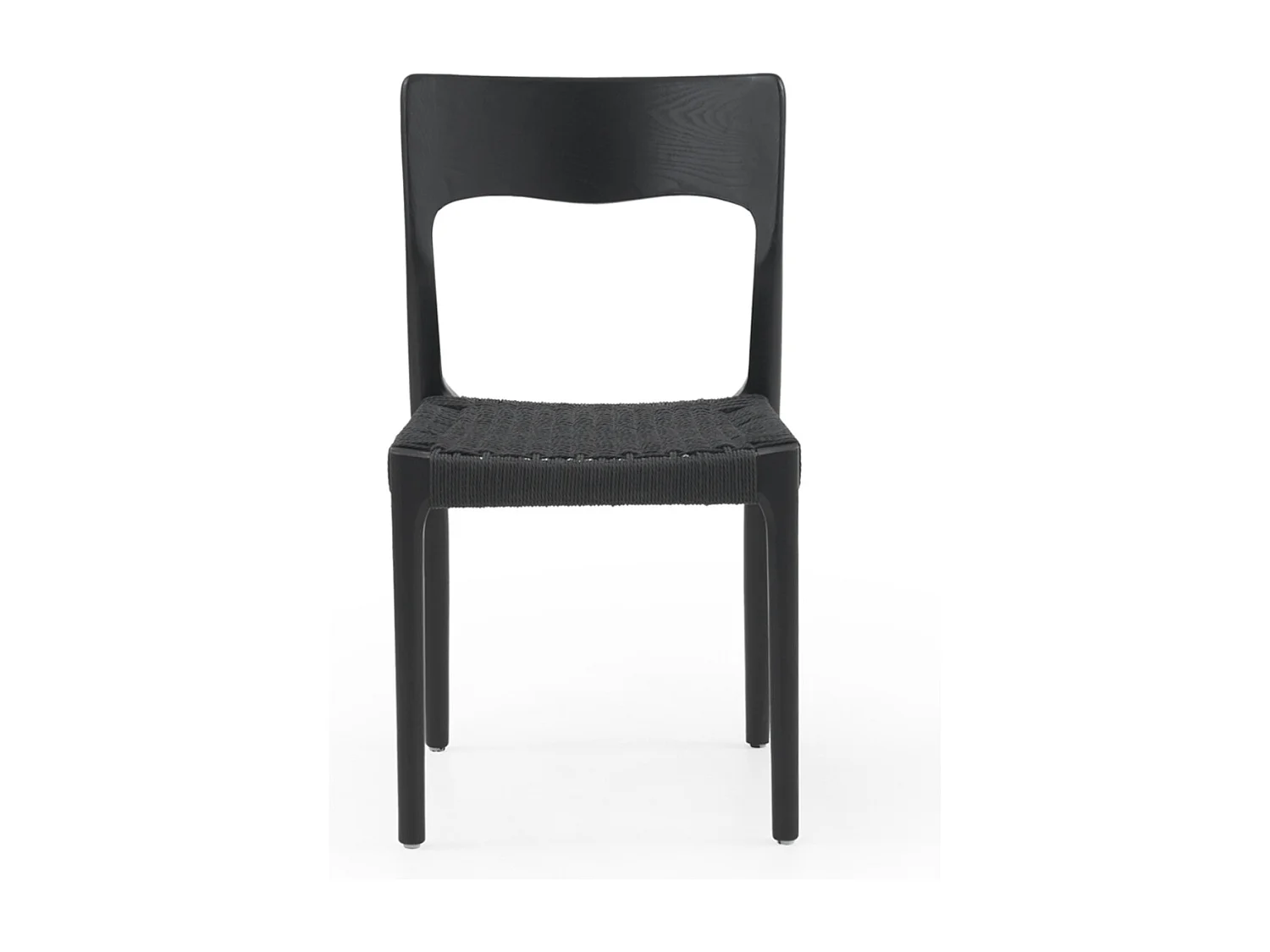 Lot de 4 chaises noires en bois de frêne avec assise tressée