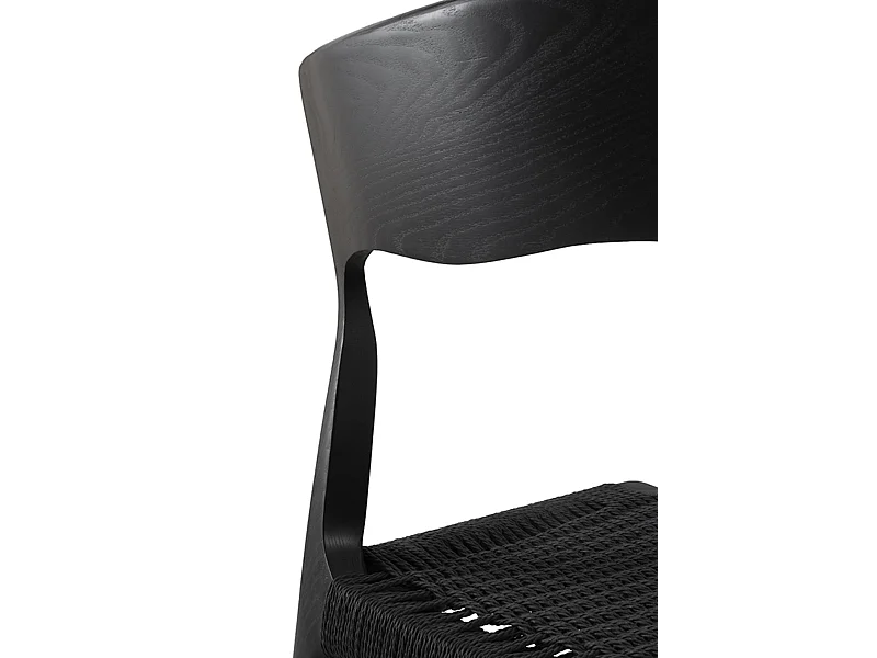 Lot de 4 chaises noires en bois de frêne avec assise tressée