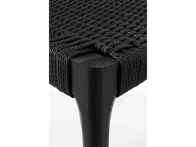 Lot de 4 chaises noires en bois de frêne avec assise tressée