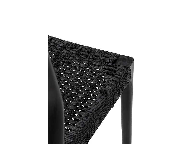 Lot de 4 chaises noires en bois de frêne avec assise tressée