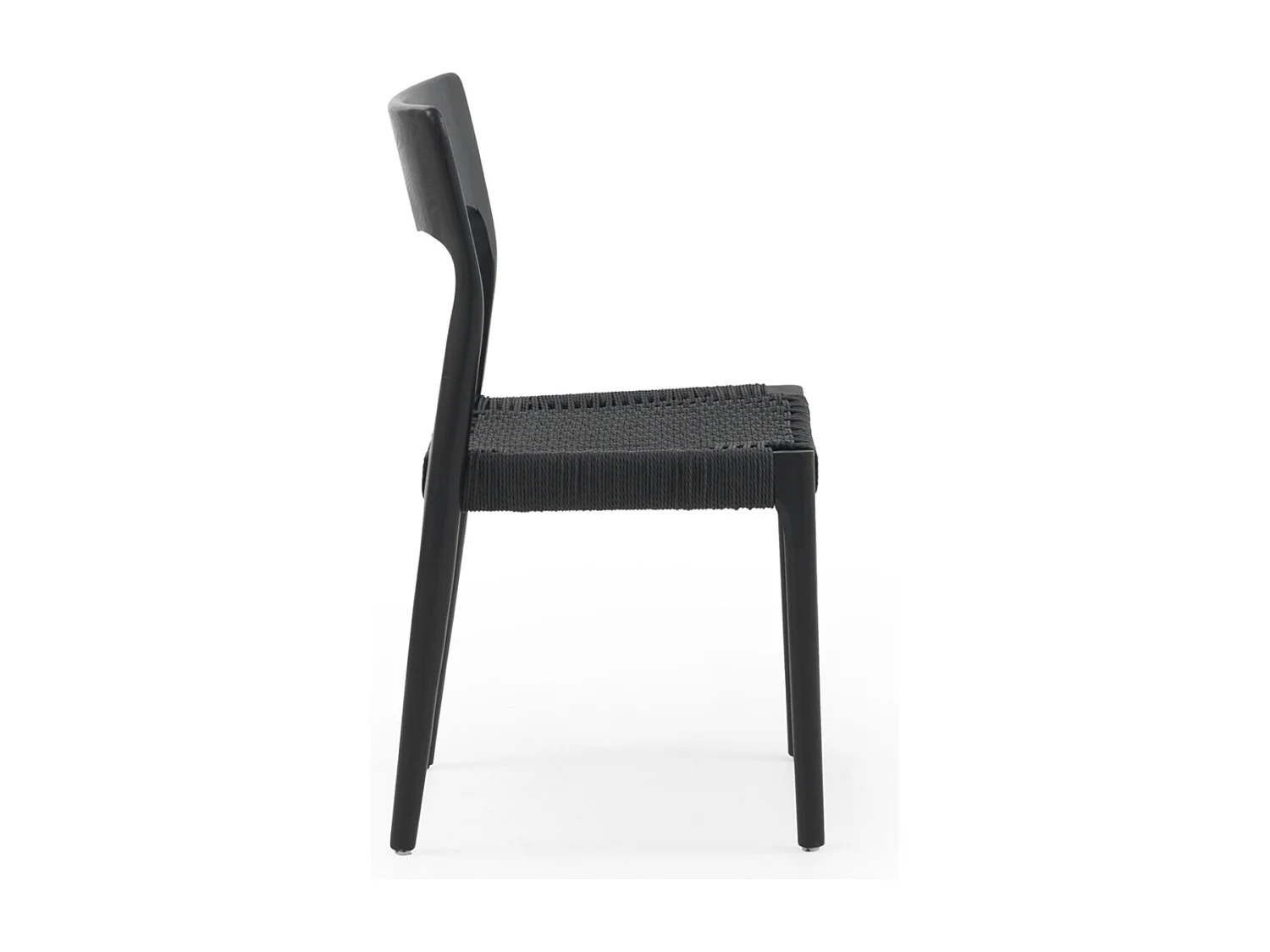 Lot de 4 chaises noires en bois de frêne avec assise tressée