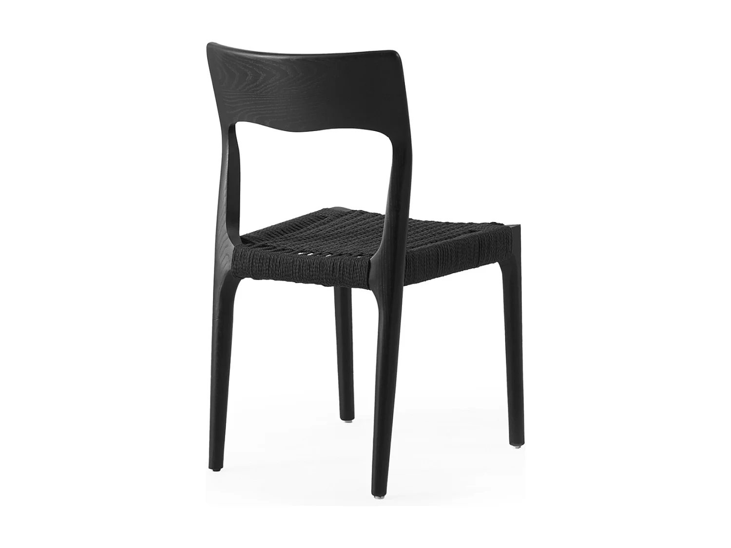 Lot de 4 chaises noires en bois de frêne avec assise tressée