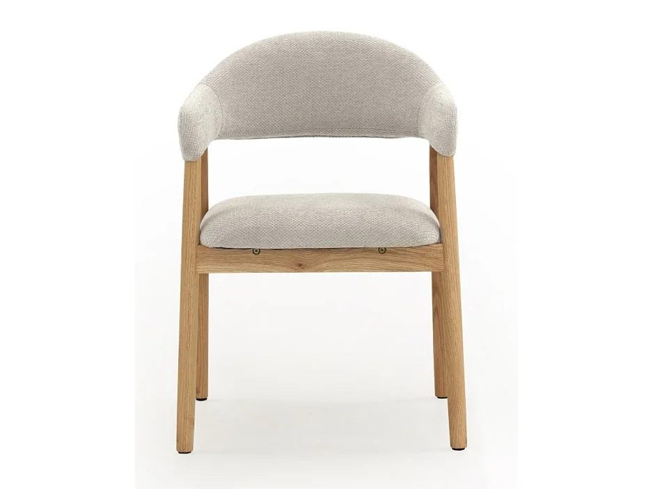Pack 4 sillones madera de roble natural tapizado en blanco