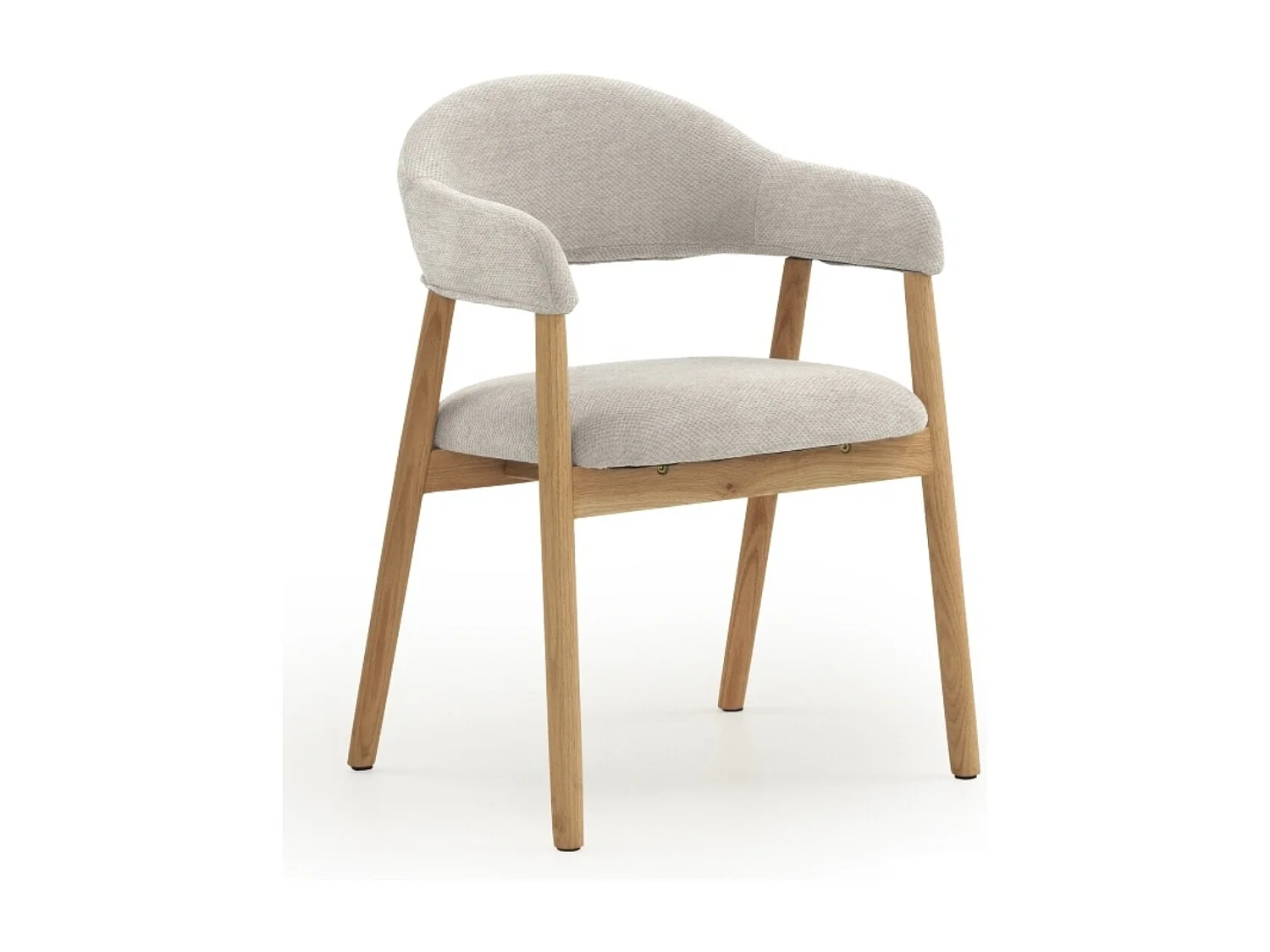 Lot de 4 fauteuils en bois de chêne naturel rembourrés en blanc