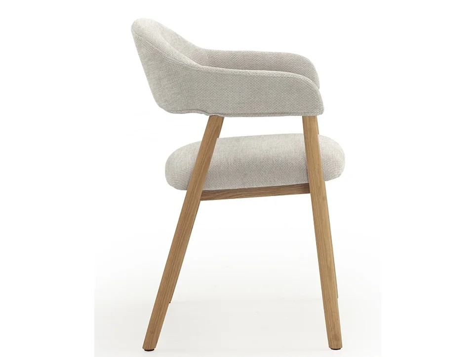 Lot de 4 fauteuils en bois de chêne naturel rembourrés en blanc