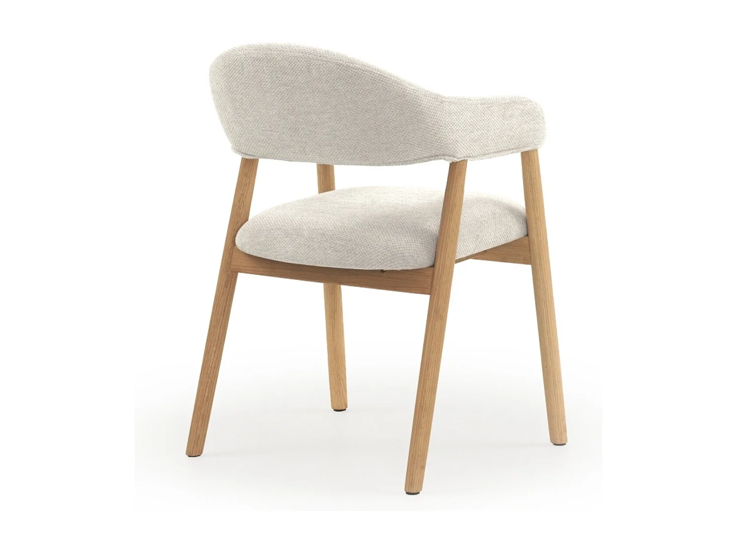 Lot de 4 fauteuils en bois de chêne naturel rembourrés en blanc