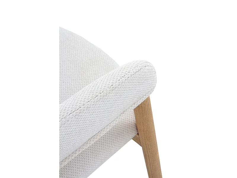 Lot de 4 fauteuils en bois de chêne naturel rembourrés en blanc
