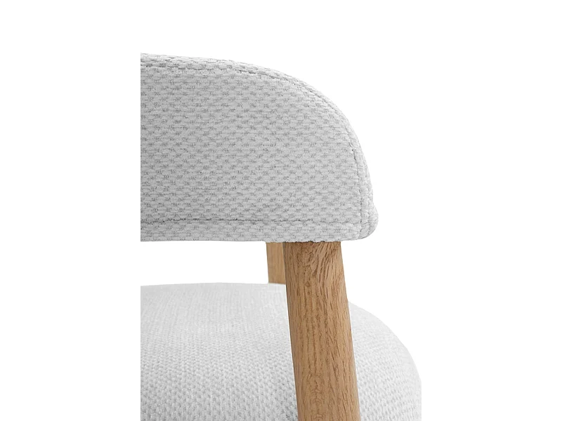 Pack 4 sillones madera de roble natural tapizado en blanco