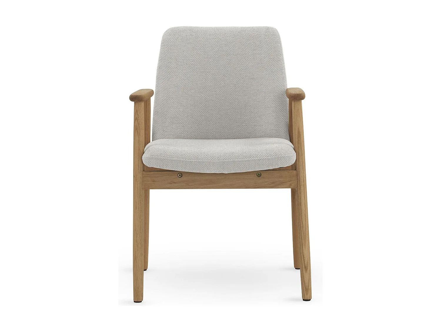 Lot de 4 fauteuils en bois de chêne naturel tapissé en blanc