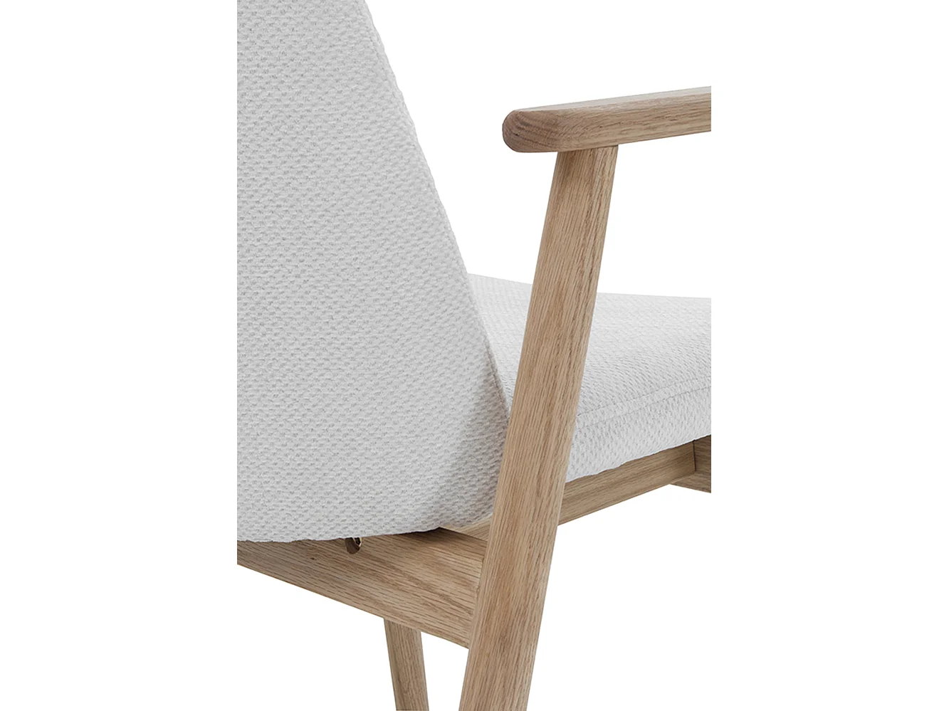 Lot de 4 fauteuils en bois de chêne naturel tapissé en blanc