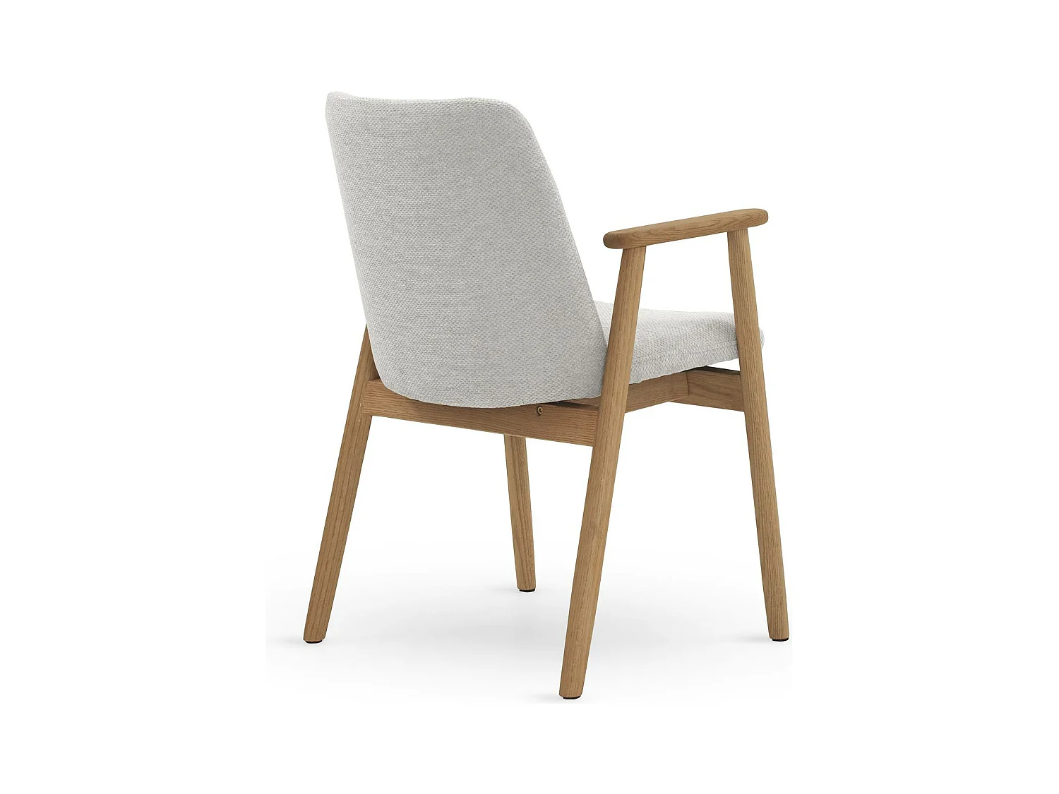 Lot de 4 fauteuils en bois de chêne naturel tapissé en blanc