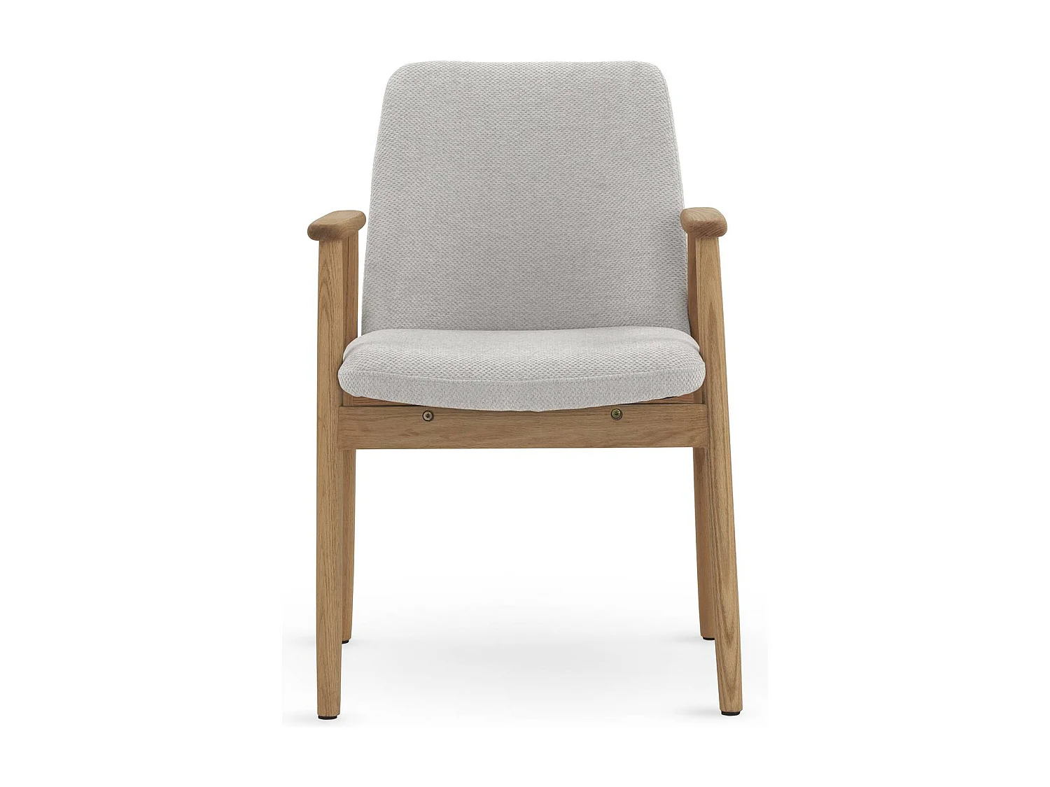 Lot de 4 fauteuils avec accoudoirs en chêne naturel recouverts de tissu blanc