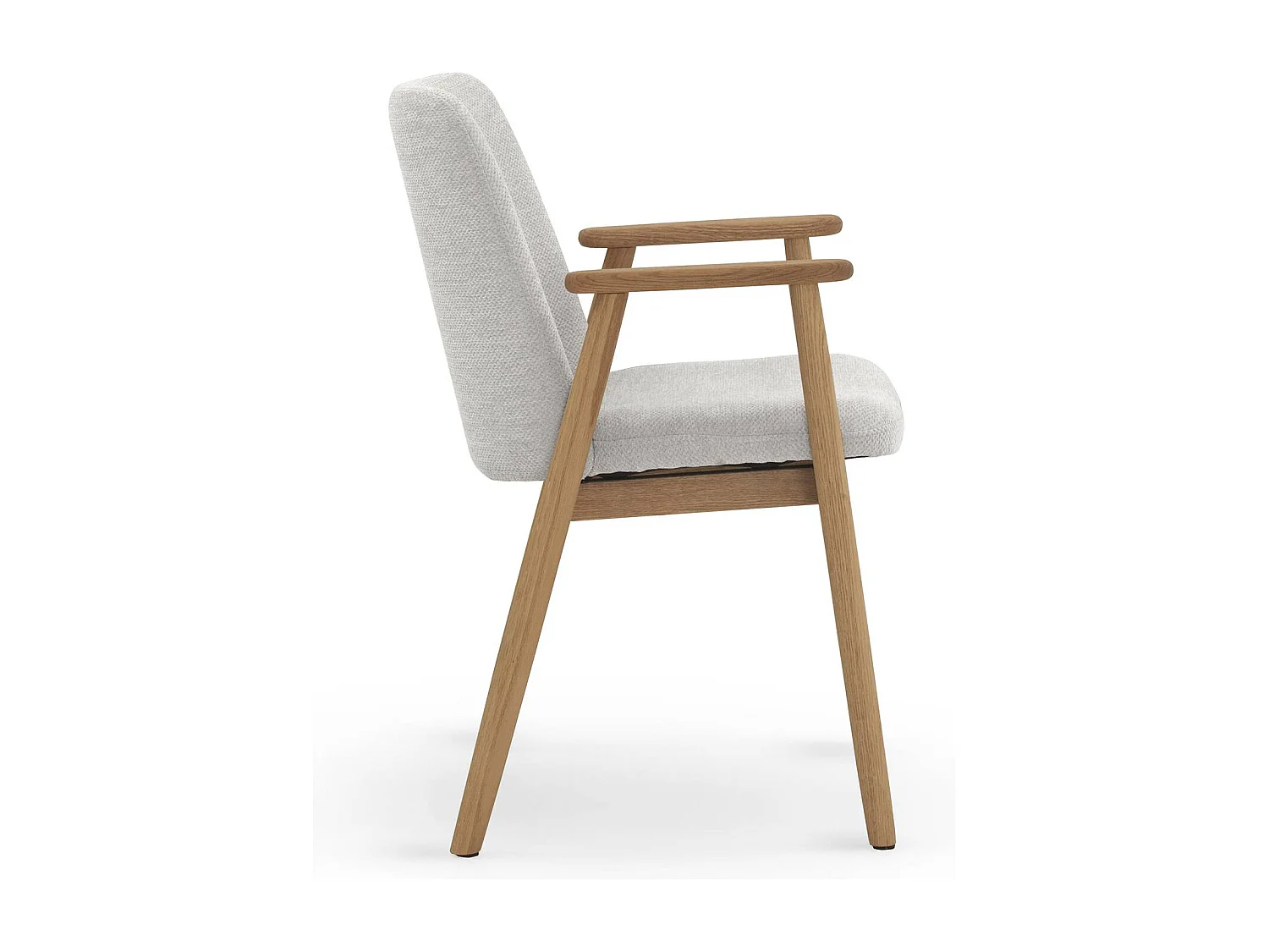 Lot de 4 fauteuils avec accoudoirs en chêne naturel recouverts de tissu blanc