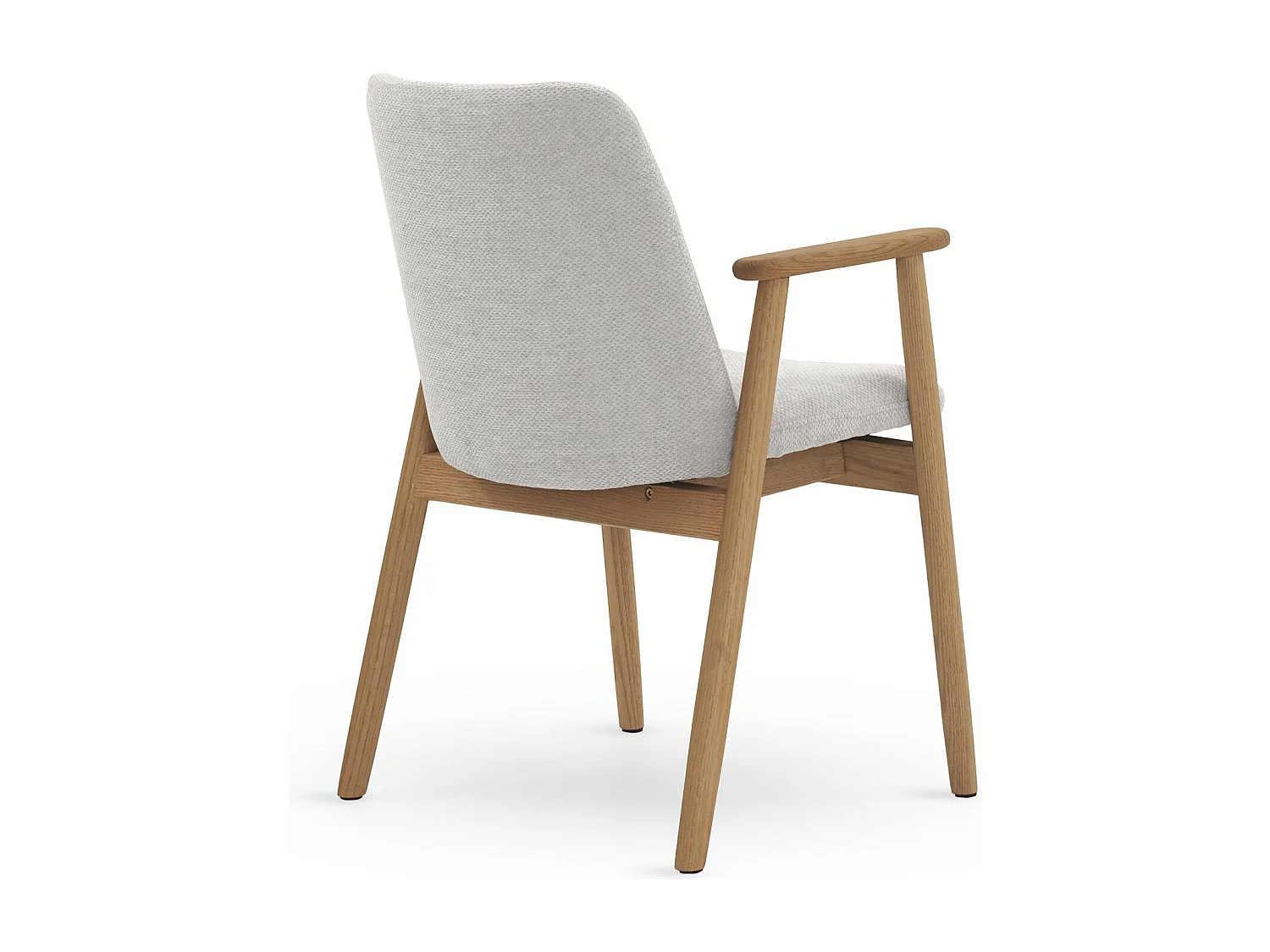 Lot de 4 fauteuils avec accoudoirs en chêne naturel recouverts de tissu blanc