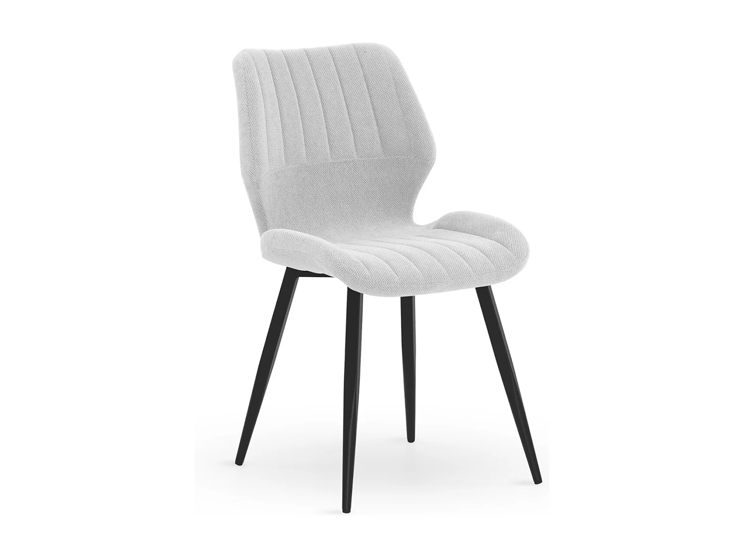 Lot de 4 chaises rembourrées en chenille os avec pieds métalliques noirs