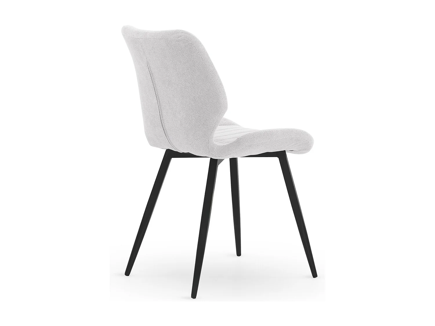 Lot de 4 chaises rembourrées en chenille os avec pieds métalliques noirs