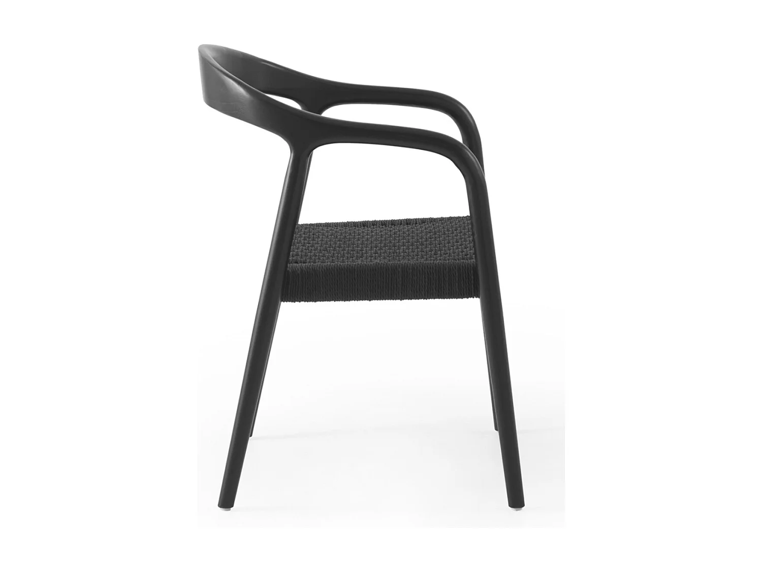 Lot de 4 fauteuils noirs en frêne avec assise tressée