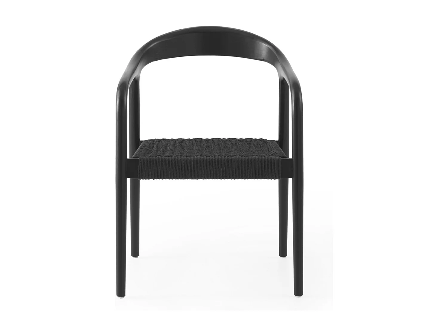 Lot de 4 fauteuils noirs en frêne avec assise tressée