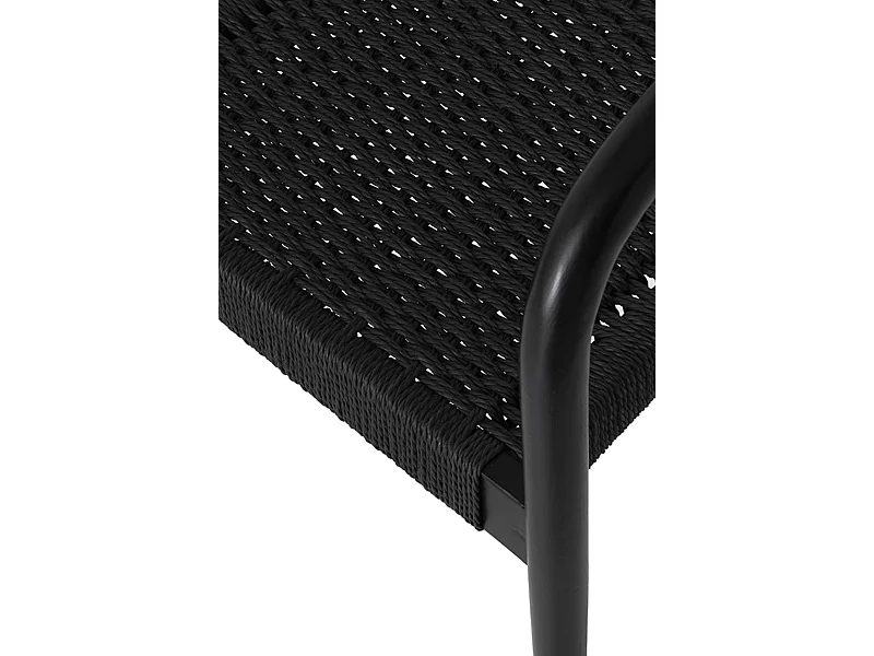 Lot de 4 fauteuils noirs en frêne avec assise tressée