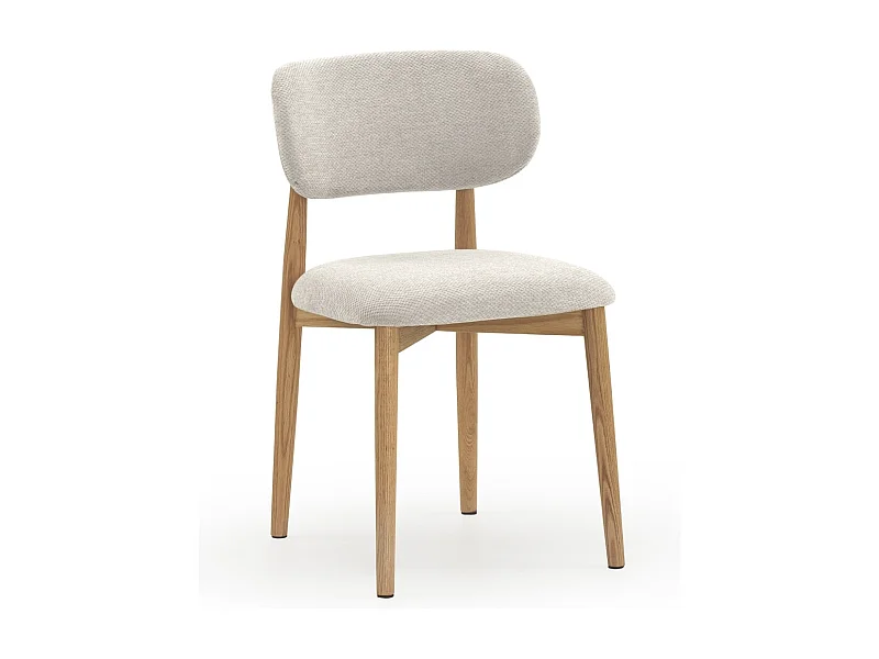 4er-Pack Stühle Eiche natur gepolstert in weiß