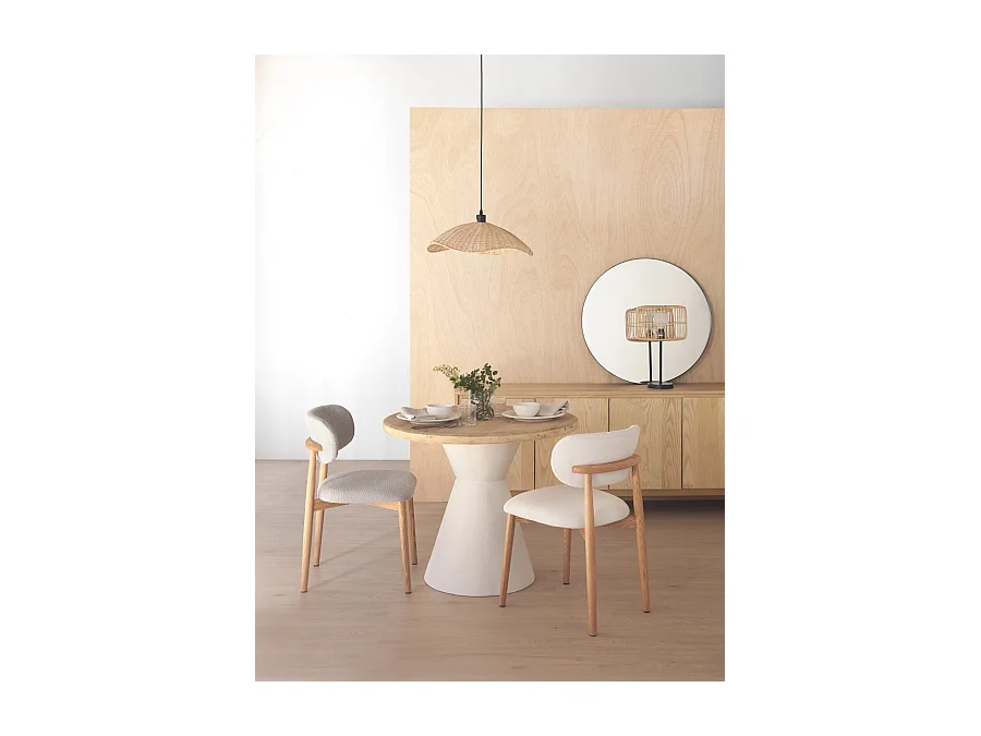 4er-Pack Stühle Eiche natur gepolstert in weiß