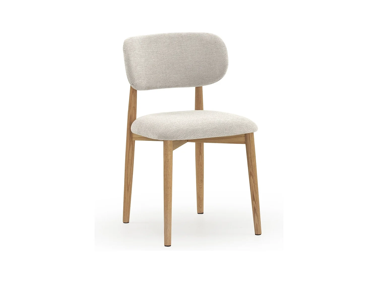 Lot de 4 chaises en bois de chêne naturel tapissées en blanc