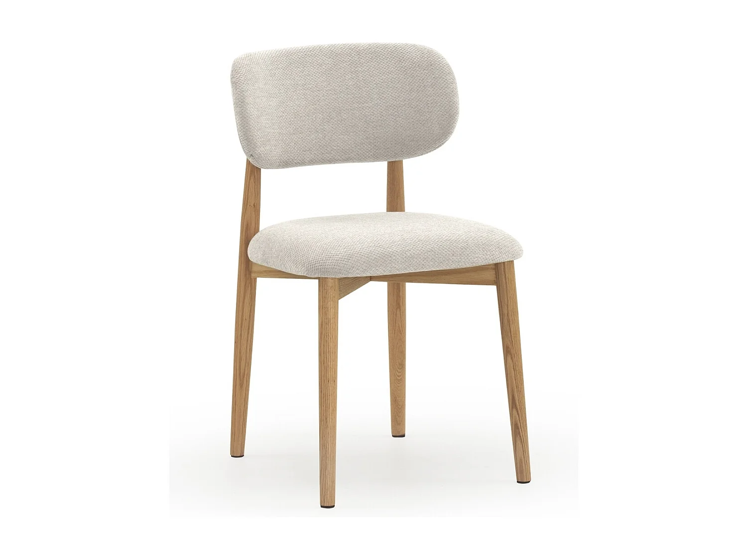 Pack 4 sillas madera de roble natural tapizado en blanco