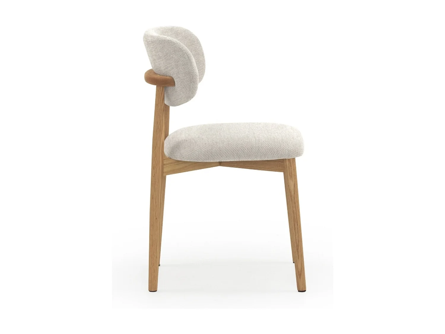 Pack 4 sillas madera de roble natural tapizado en blanco