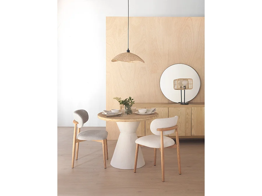 4er-Pack Stühle Eiche natur gepolstert in beige