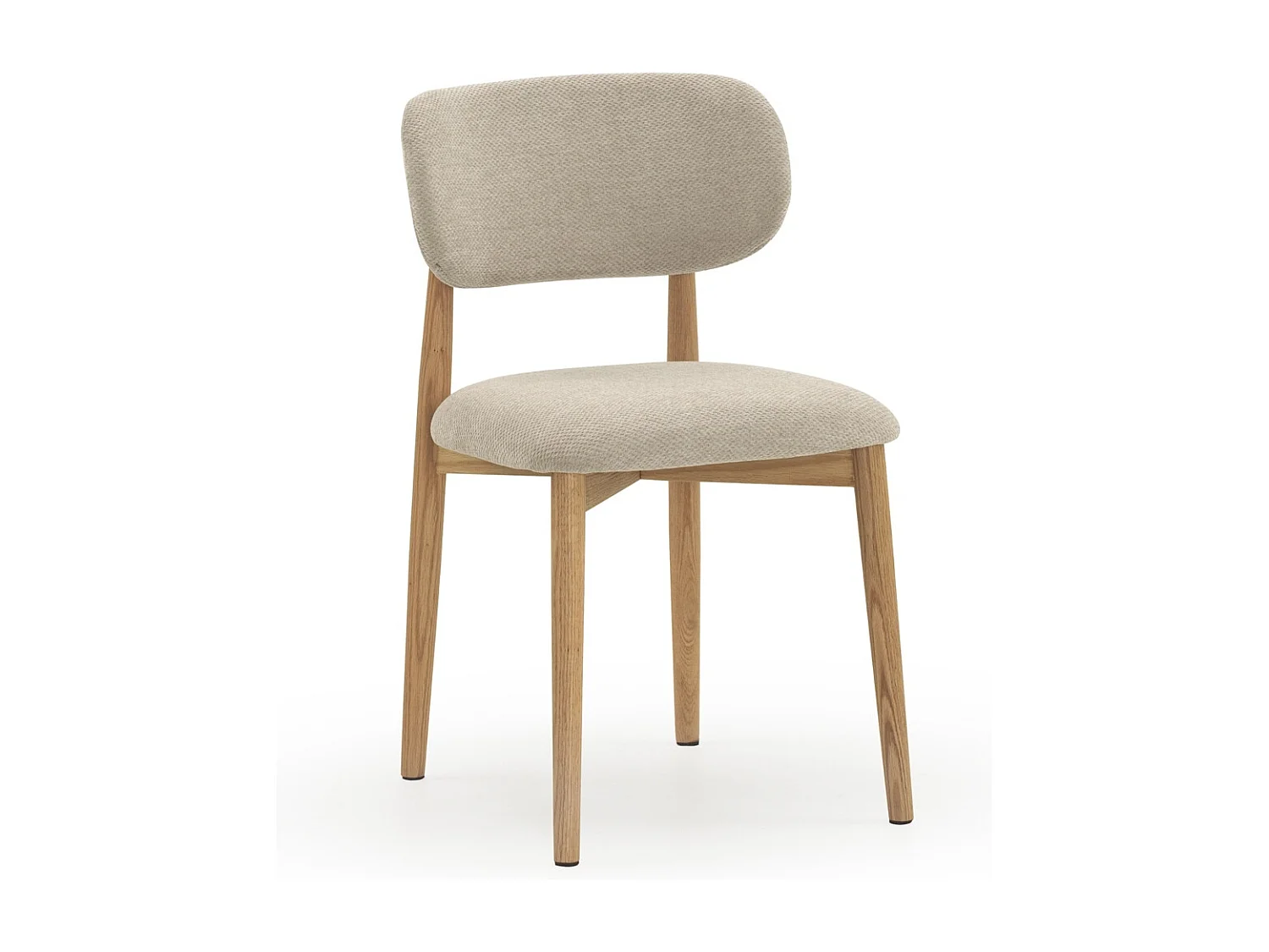 Lot de 4 chaises en chêne naturel recouvertes de tissu beige