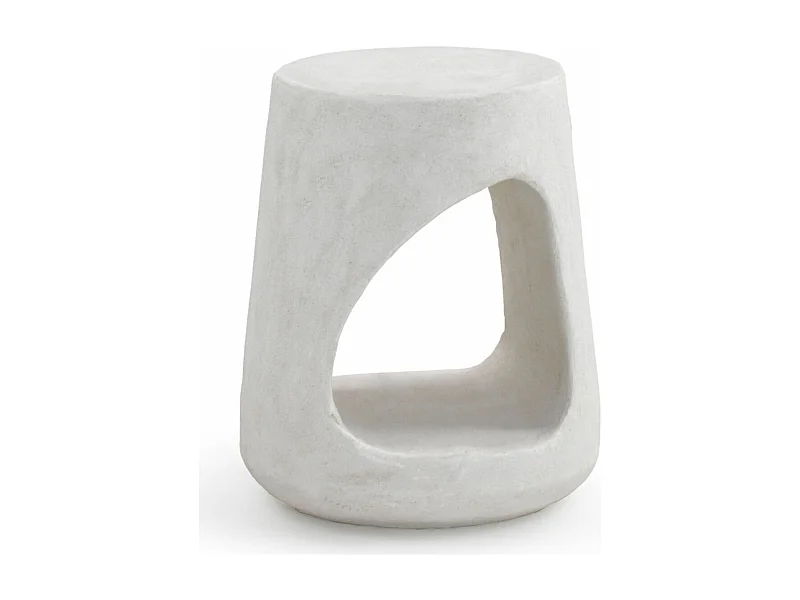 Beistelltisch aus Polyresin Zement weiß