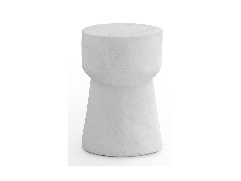 Table d'appoint en polyrésine couleur ciment blanc