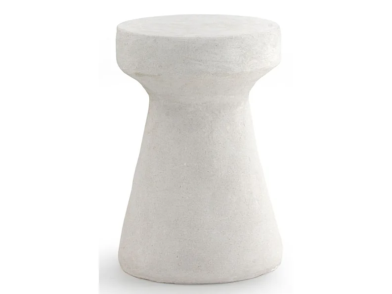 Table d'appoint en polyrésine couleur ciment blanc