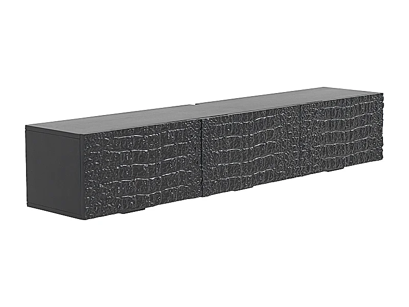 Fernsehschrank mit 4 Türen aus schwarzem Mangoholz zum Aufhängen an der Wand