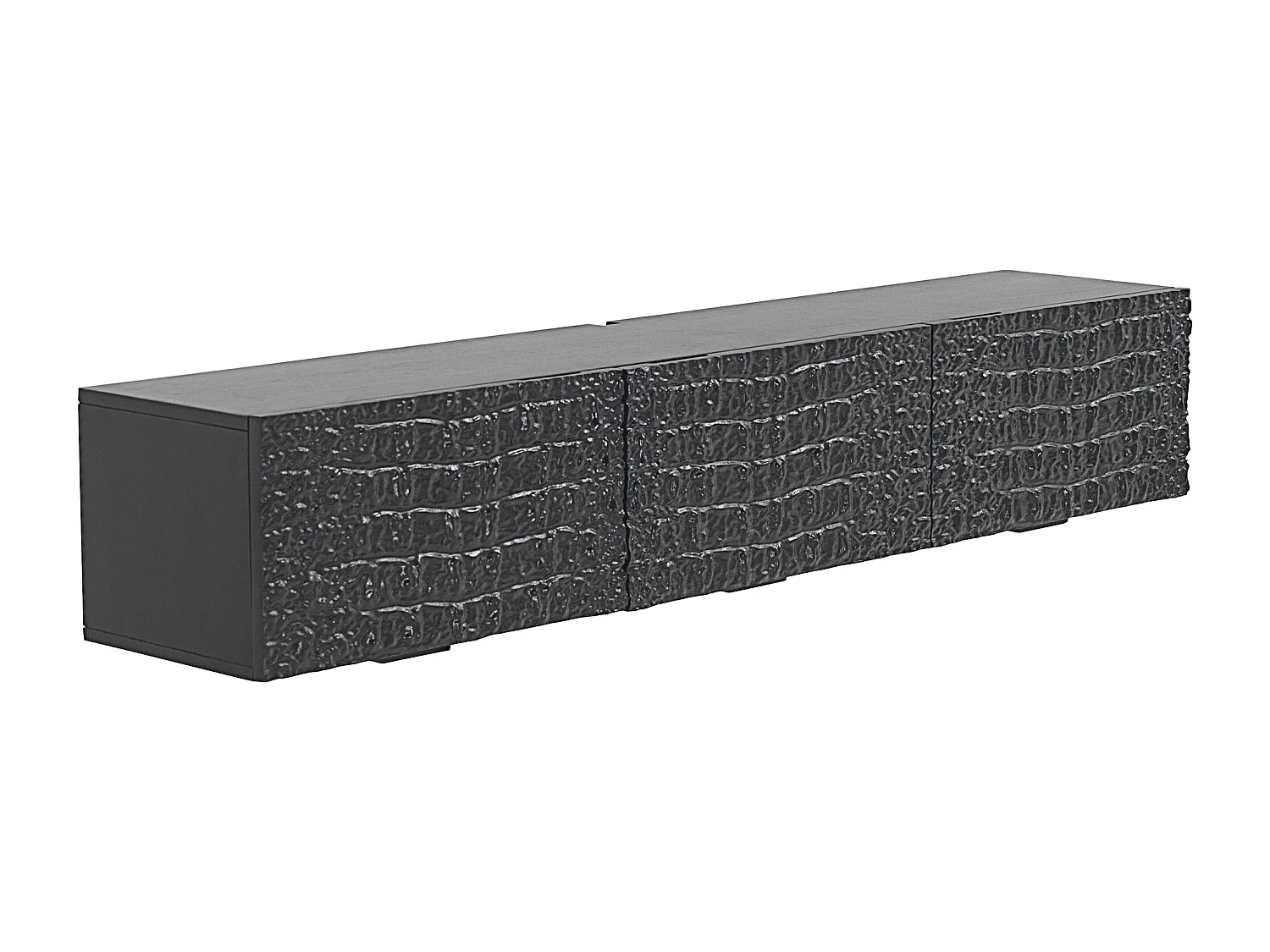 Mueble tv 4 puertas madera de mango color negro a colgar en pared