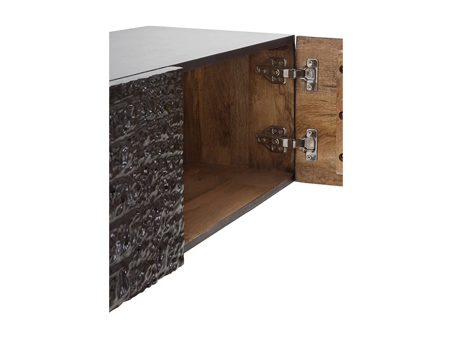 Mueble tv 4 puertas madera de mango color negro a colgar en pared