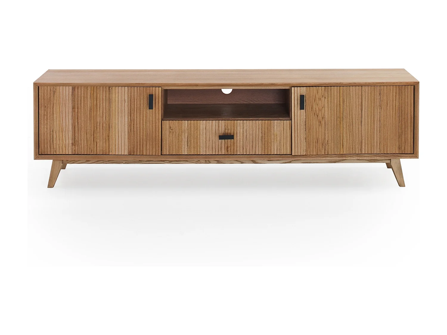 TV-Schrank mit zwei Türen und einer Schublade, furniert in Esche naturfarben