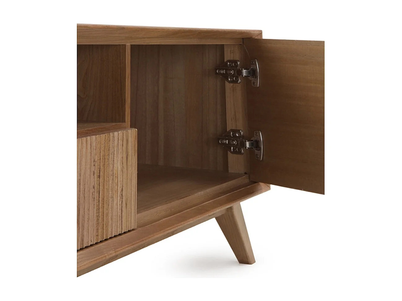 TV-Schrank mit zwei Türen und einer Schublade, furniert in Esche naturfarben