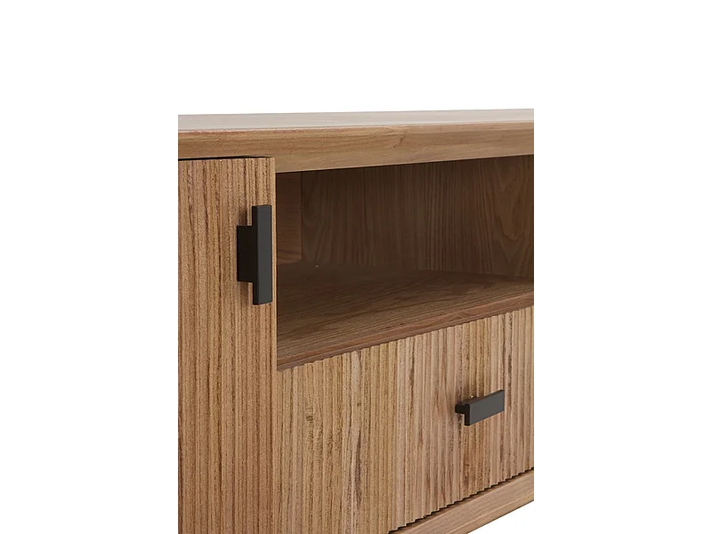 TV-Schrank mit zwei Türen und einer Schublade, furniert in Esche naturfarben