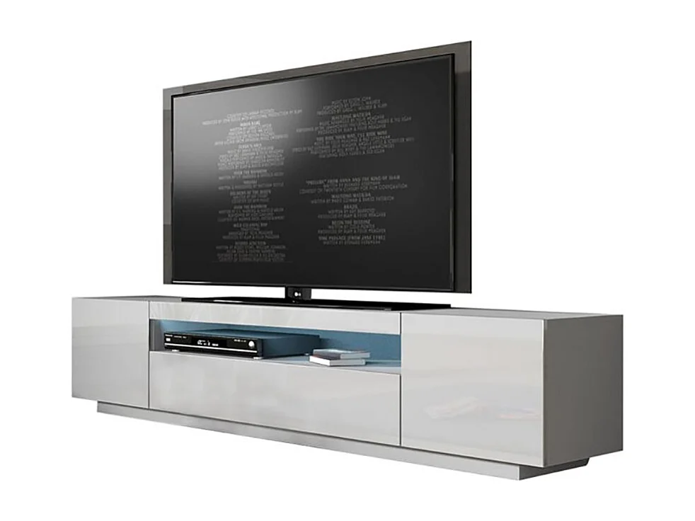 Meuble TV KUSH BLANC mat 200 cm avec portes laquées