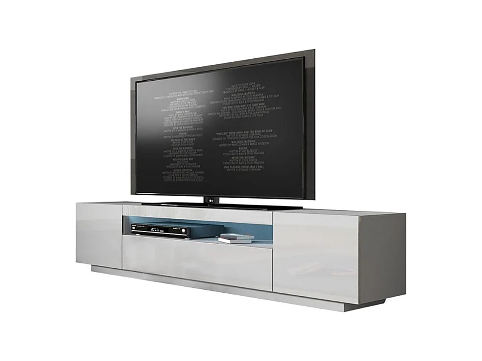 Meuble TV KUSH BLANC mat 200 cm avec portes laquées