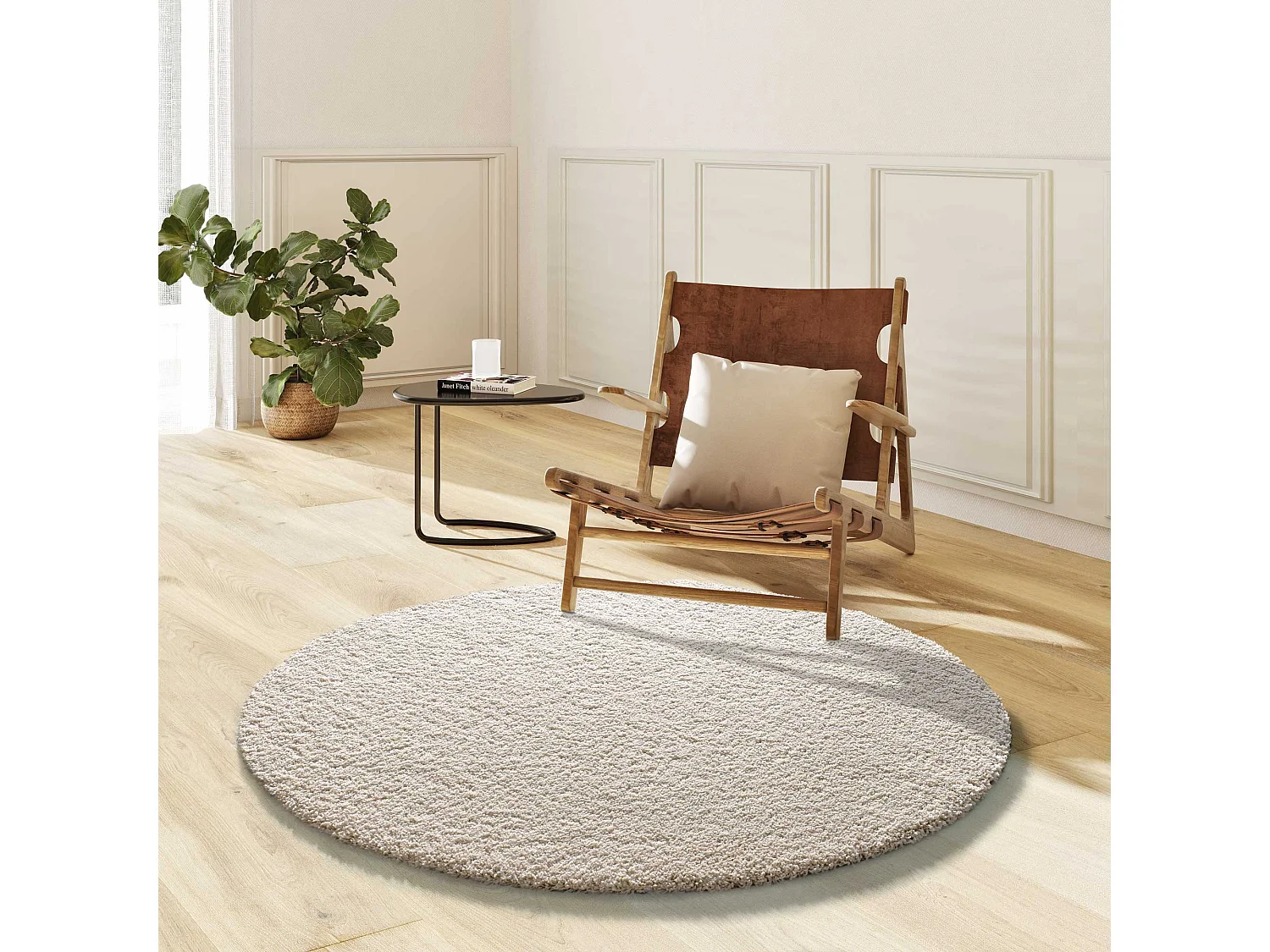 Tapete interior redondo - liso - blanco - diam.130 cm - NORGE