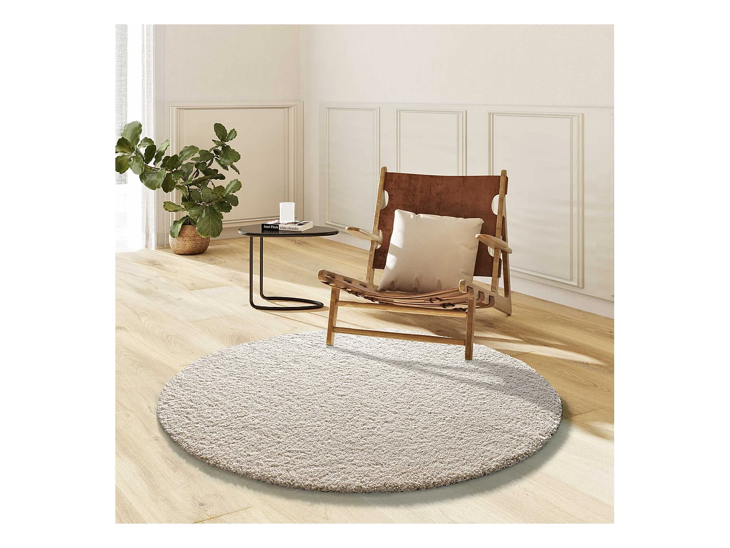 Tapis intérieur rond - uni - blanc - diam.130 cm - NORGE
