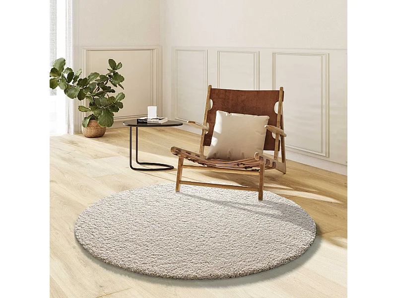 Tapete interior redondo - liso - blanco - diam.130 cm - NORGE